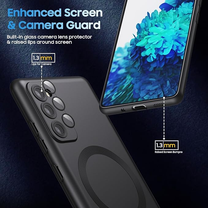 LEKEVO Magnetic for Samsung Galaxy S20 FE 5G Case 【Compatible with MagSafe】【Built-in Camera Lens Protector】 Slim Soft TPU Shockproof Phone Shell (Black)