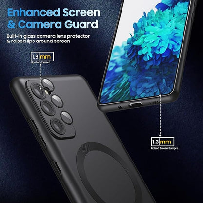 LEKEVO Magnetic for Samsung Galaxy S20 FE 5G Case 【Compatible with MagSafe】【Built-in Camera Lens Protector】 Slim Soft TPU Shockproof Phone Shell (Black)