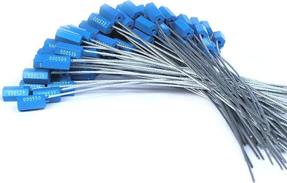 Leadseals(R) 500 Anti-Tamper Proof Security Cable Seals Disposable Self-Locking Padlock Shipping Security Tags Numbered (Blue)