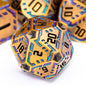 OGCOPHEN Metal DND Sci-fi Dice Set 7PCS Stripe Polyhedral Dice for Dungeons Dragons RPG Role Playing Game, Glitter D and D Dice with Gift Box D6 D8 D10 D12 D20 (Black&Blue Purple)