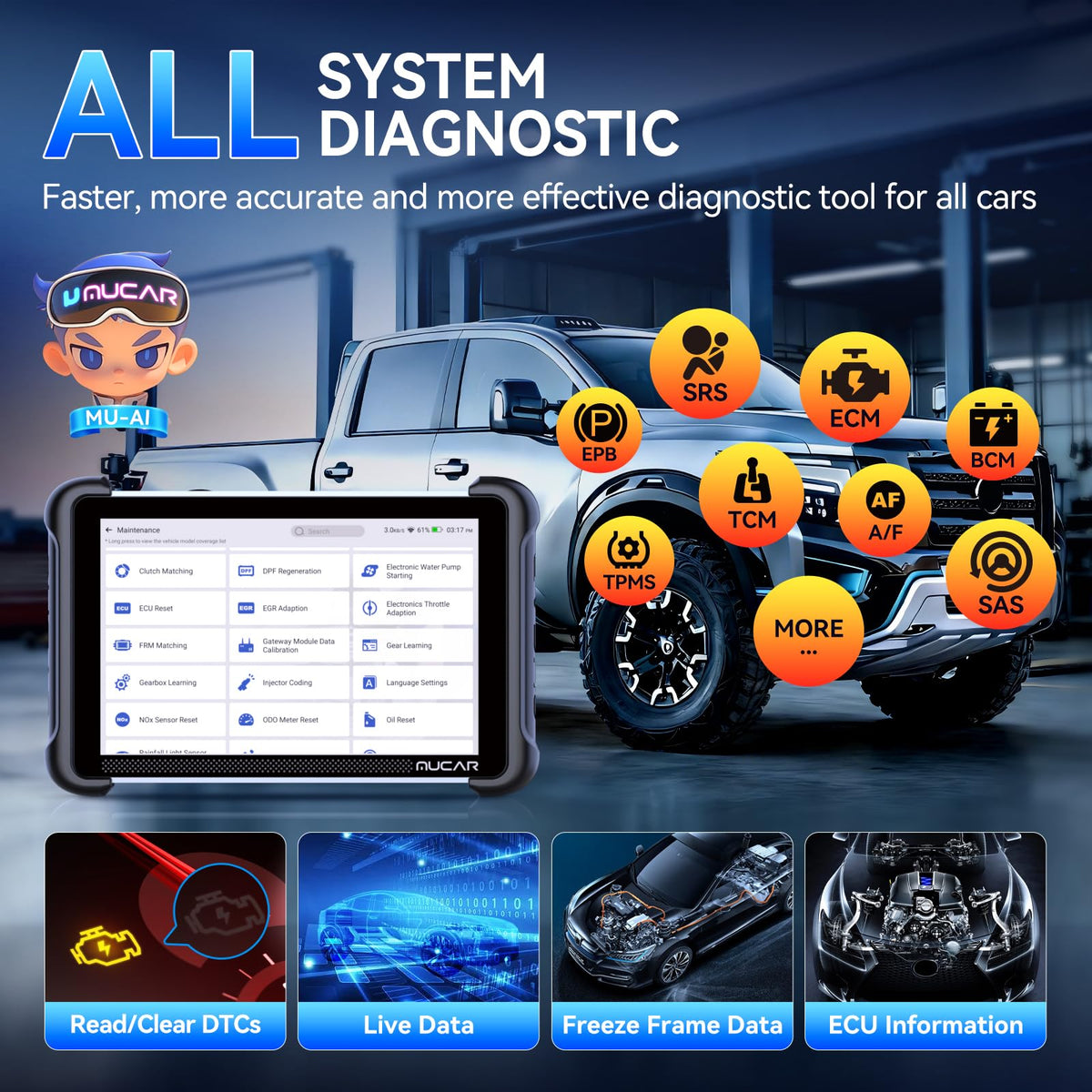 MUCAR 892BT Full System AI Bidirectional Scan Tool, Free Lifetime Updates