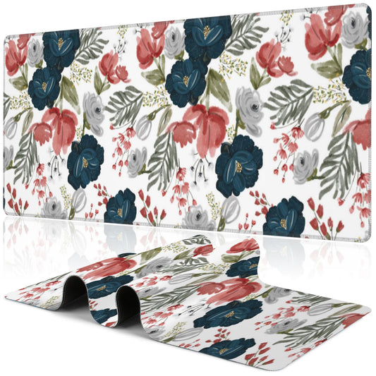 Purple Groovy Flowers Desk Mat,Large Vintage Floral Gaming Keyboard Mouse Pad,Non-Slip Rubber Base Desk Pad Thick Stitched Edges Waterproof Mousepad Mouse Mat 31.5"x11.8"
