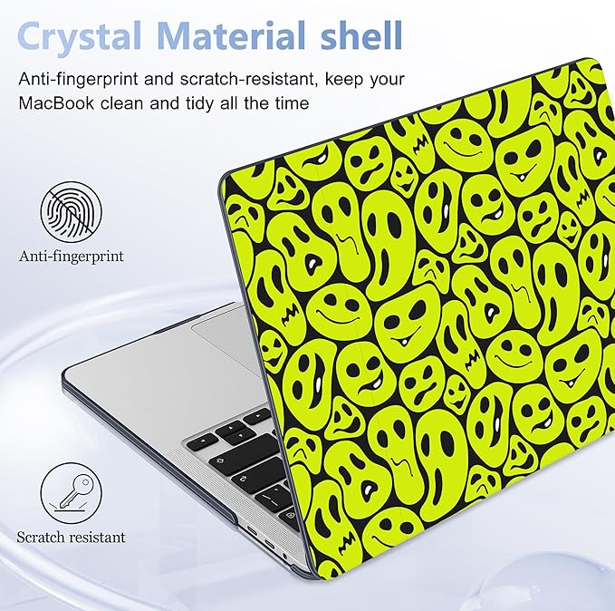 for MacBook Pro 16 inch Case 2019 2020 Release Model A2141, Plastic Hard Shell Cover with Keyboard Cover for MacBook Pro 16 inch with Touch Bar & Touch ID, Distorted Emoticon