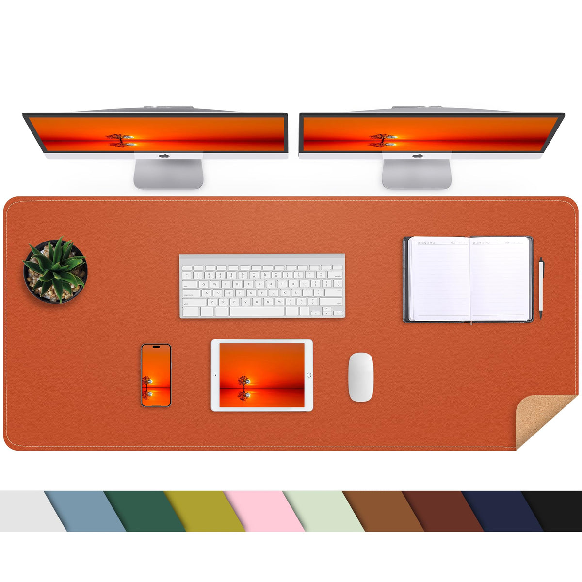 AFIING Leahter Desk Pad 47" x 17", Red,Desk Cover mat