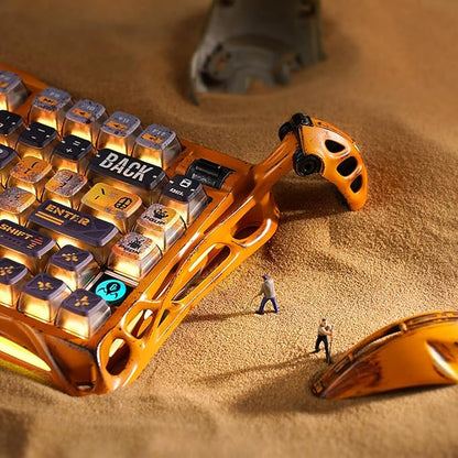 GravaStar Mercury K1 Pro Wireless Mechanical Gaming Keyboard, Aluminum Alloy 75% Layout, Hot-Swappable RGB Custom Keyboard with Linear Switches – Handcrafted Battle-Worn Yellow Edition