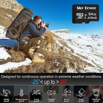 Sky Tower Ultra microSDXC microSDHC UHS-I Memory Card with Adapter [New Version] Flash Memory Card - Up to 100MB/s, U1, Class10, V10, A1, High Speed TF Card (64GB Micro SD Card 2 Pack)