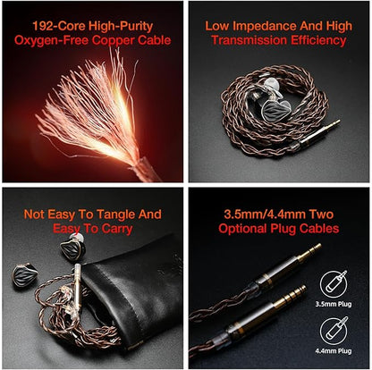 Hidizs MS3 in-Ear Monitors, 2BA+1DD Hybrid IEM Wired Earphones, Includes 3 Pneumatic Tuning Filters - Exclusive Adjustable Soundstage for Instruments, Detachable Cable for Audiophile/Musician 3.5mm