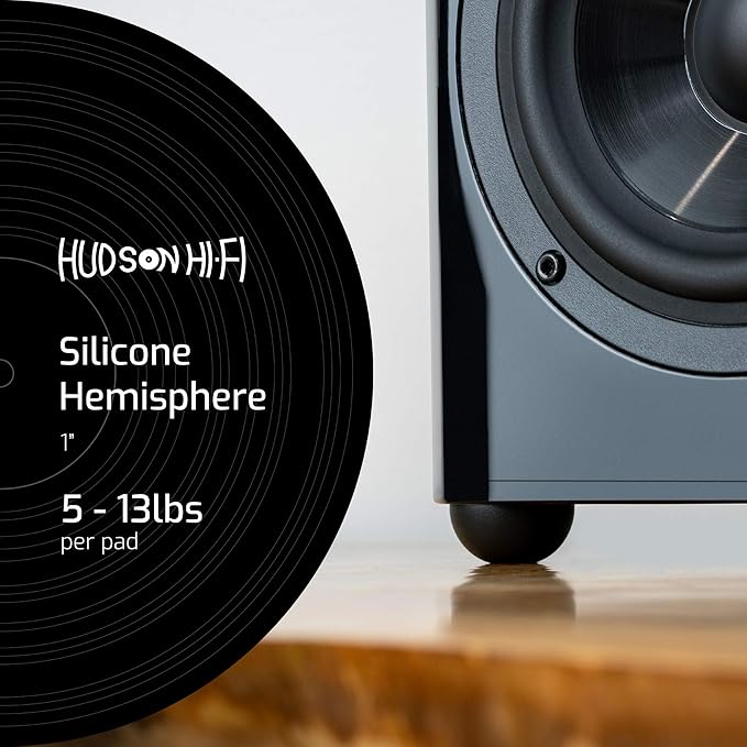 1" Platinum Silicone Speaker Isolation Pads - 8-Pack Non-Skid Speaker Pads with Adhesive, Speaker Isolation Feet for Record Player Isolation - Turntable Feet and Subwoofer Isolation Pad - 20 Duro