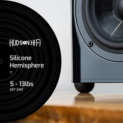 1" Platinum Silicone Speaker Isolation Pads - 8-Pack Non-Skid Speaker Pads with Adhesive, Speaker Isolation Feet for Record Player Isolation - Turntable Feet and Subwoofer Isolation Pad - 20 Duro