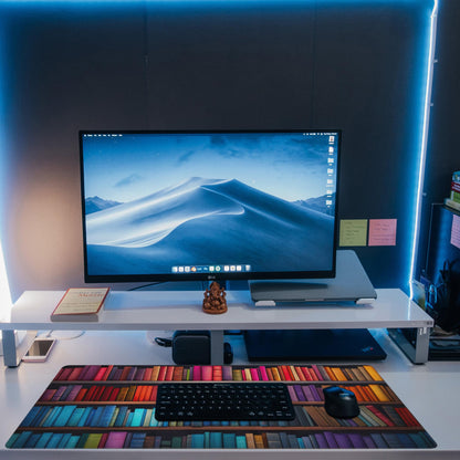 Eflxamz Large Gaming Mouse Pad for Desk,Bookshelves Full of Books Desk Mat,Colorful Books Desk Pad,Extended Big Computer Keyboard Mouse Pad with Non-Slip Base and Stitched Edge,35.4"x15.7"