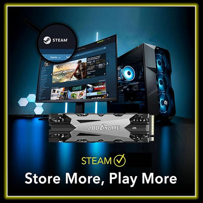 Addlink A95 2TB M.2 SSD Gaming PC Storage Expansion with Heatsink, up to 7200 MB/s, Internal Gaming SSD -2280 PCIe NVMe Gen4X4 3D TLC with Dram NAND SSD