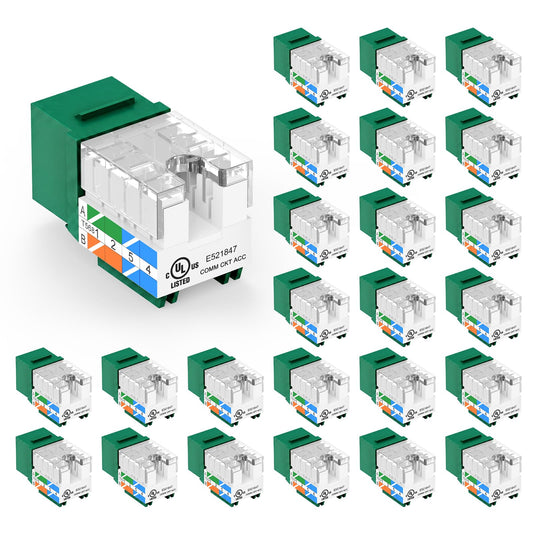 VCE UL Listed Cat6 Keystone Jacks 10Gbps 25-Pack, Orange
