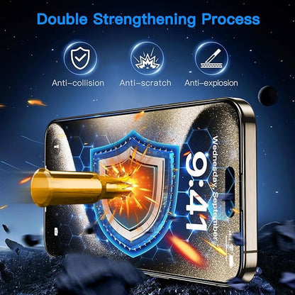 Uyiton Anti-Blue Light for iPhone 15 Pro Screen Protector - Unbreak-Glass Easy to Install Full Coverage Case Friendly Scratch Resistance 9H Tempered Glass Screen Protector for iPhone 15 Pro, 2 Pack