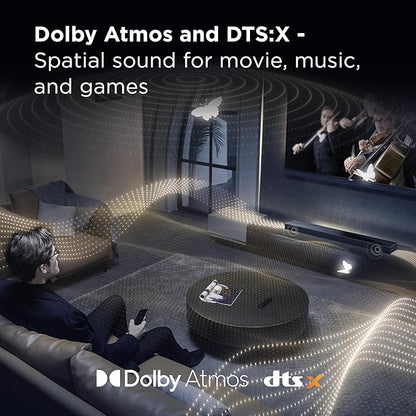 TCL Q65H Q Class 5.1 Channel Sound Bar with Dolby Atmos, DTS:X, Ray Danz Technology, Wireless Subwoofer, Wireless Surround Speakers, and Bluetooth Music Streaming