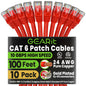 GEARit Cat6 Patch Cables Cat 6 Ethernet Cable 6 ft 10-Pack Green