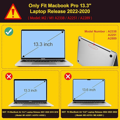 Case for MacBook Pro 13 inch with/Without Touch Bar (2016-2022, M2 A2338 M1 A2289 A2251 A2159 A1989 A1706 A1708), Hard Shell + Keyboard Cover + Dust Plug, Floral C322