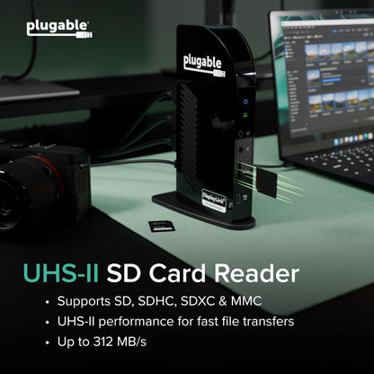 Plugable USB-C Triple Monitor Docking Station, 13-in-1, 100W Charging