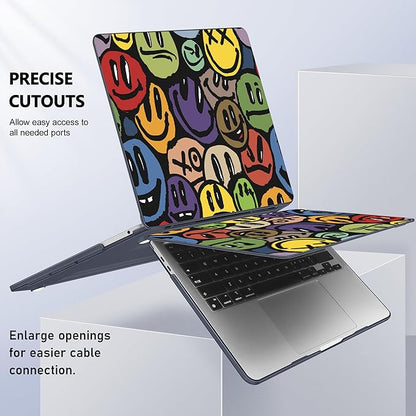 Case for MacBook Pro 13 inch with/Without Touch Bar (2016-2022, M2 A2338 M1 A2289 A2251 A2159 A1989 A1706 A1708), Hard Shell + Keyboard Cover + Dust Plug, Happy Emoji