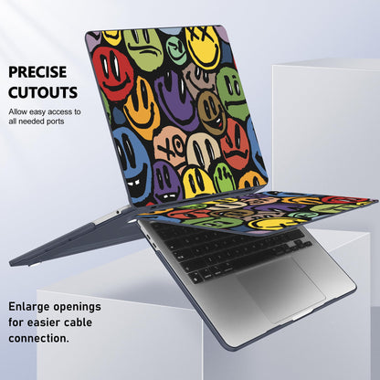 Lepeoac Case for MacBook Pro 13 inch Case M2 2022-2016 A2338 M1 A2251 A2289 A2159 A1989 A1708 A1706, Plastic Hard Shell + Keyboard Cover + Dust Plug, Happy Emoji
