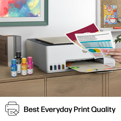 HP Smart Tank 5000 Wireless All-in-One Ink Tank Printer, Scanner, Copier with 2 Years of Ink Included, Best-for-Home, Cartridge-Free, Refillable and AI-Enabled. (5D1B6A)