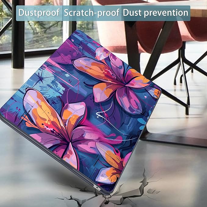 Mektron for 2025 M4 MacBook Air 13.6 Inch A3240 Case Fits 2023 A2681 M2 2024 A3113 M3 Chip with Liquid Retina Display Touch ID, Printed Plastic Hard Shell Cover for MacBook Air 13.6", Graffiti Flower