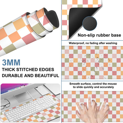NITAHHHY Gaming Desk Pad Large Extra Length Multicolored Chess Board Mouse Pad Keyboard Laptop Non-Slip Waterproof with Rubber Base Thick Stitched Edge Mouse Mat for Office Home 35.4 x 15.7 Inches