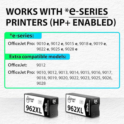 Smart Ink Remanufactured Ink Cartridges Replacement for HP 962 XL 962XL (2 Black, Combo Pack) for OfficeJet Pro 9015e 9018e 9025e 9012e 9019e 9022e 9010e 9028e 9015 9010 9018 9012 9025 9020 Printer
