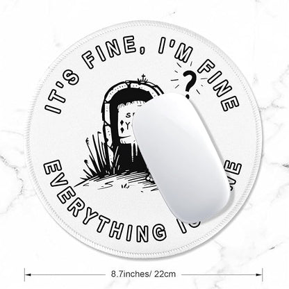 ITNRSIIET Round Mouse Pad with Stitched Edge Premium-Textured Waterproof Non-Slip Rubber Base Desktop Protection Mat Diameter 8.7 inches, Humorous Tombstone