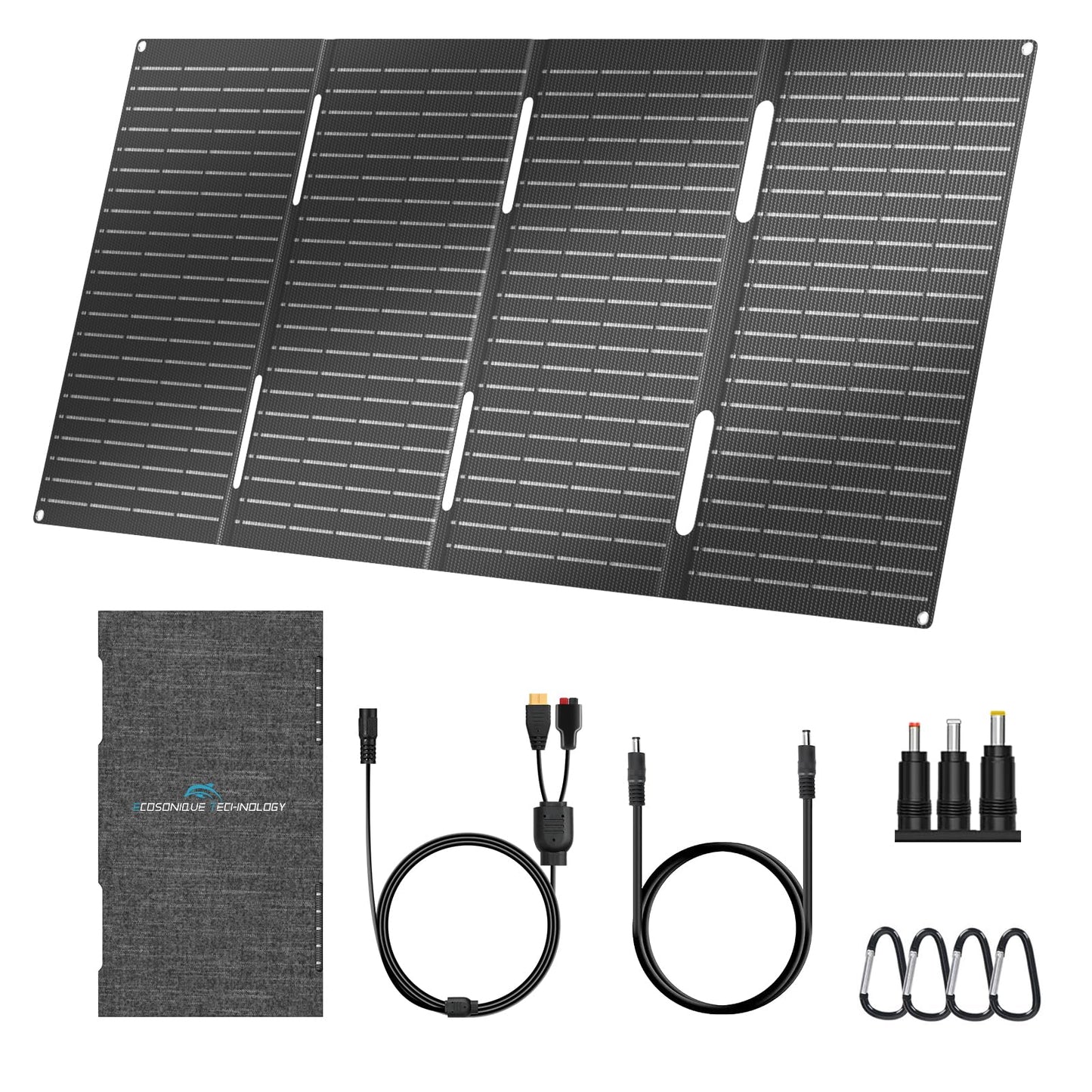 Ecosonique 60W Portable Foldable Solar Panels Charger with USB-C USB-A DC