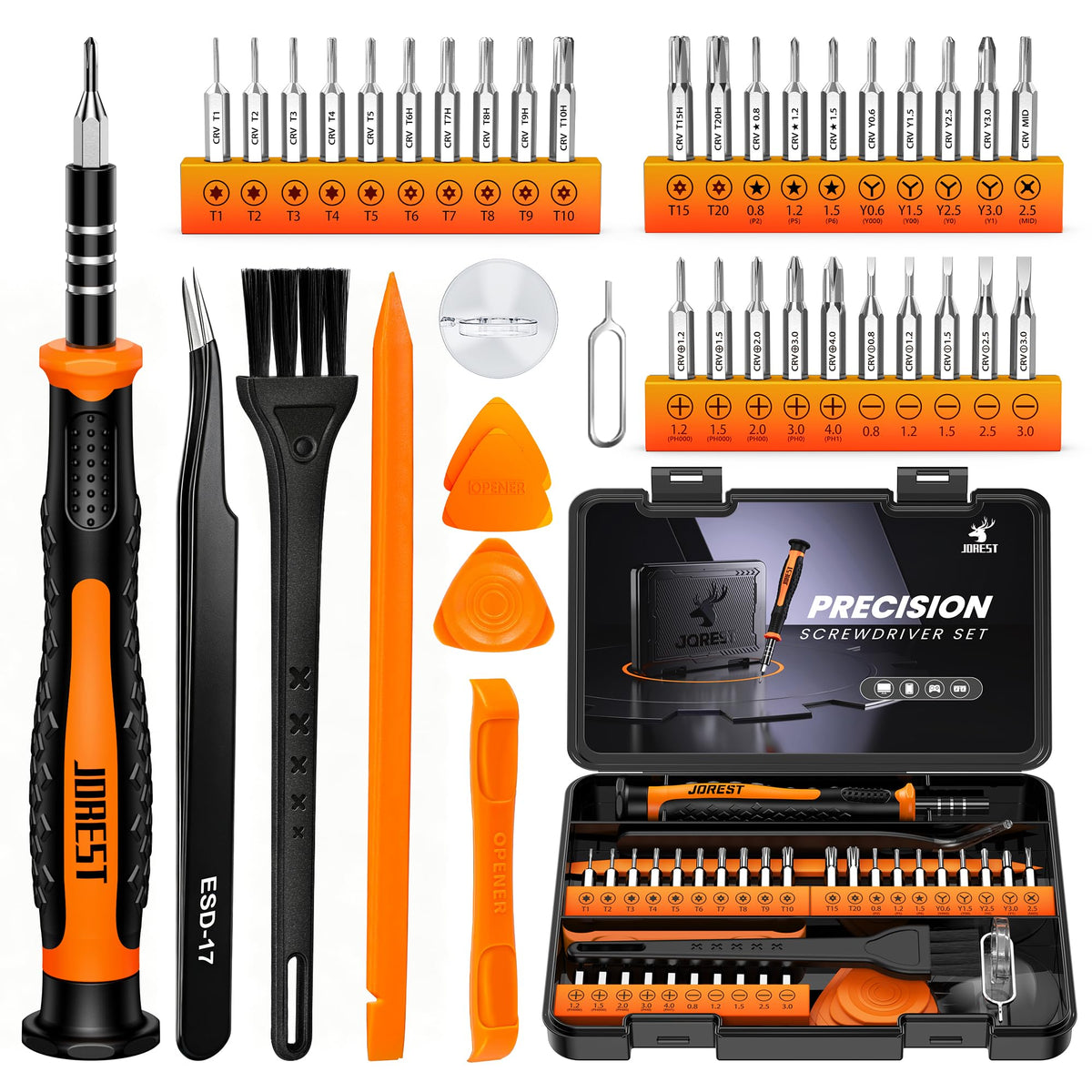 JOREST 40Pcs Precision Screwdriver Set,Small Screwdriver with Torx T5 T6 T8