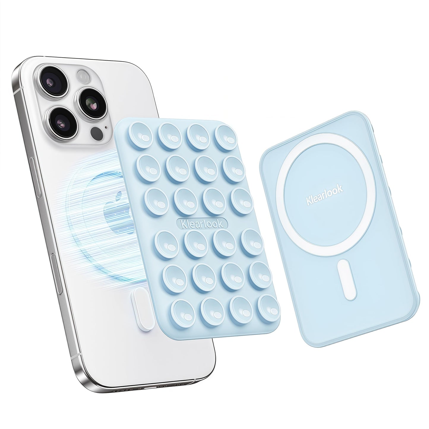 Klearlook Magnetic Suction Phone Mount for MagSafe Case, Removable Sticky Phone Grip Holder for Hands-Free Makeup/Selfie/Live Streaming/Vlog for TikTok & Instagram Influencer/Creator, Light Blue