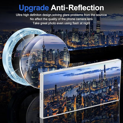 for Samsung Galaxy Z Fold 7 Camera Lens Protector, Individual Metal Ring Tempered Glass Lens Cover, [Strong Adsorption] Scratch Resistant Ultra-Thin HD Clear Lens Cover, 1 Set-Blue Sparkly