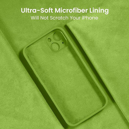 FireNova Designed for iPhone 15 Plus Case, Silicone [Camera Protection] Case with [2 Screen Protectors], Soft Anti-Scratch Microfiber Lining Inside, 6.7 inch, Sprout Green