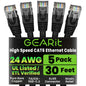 GEARit Cat6 Patch Cables Cat 6 Ethernet Cable 3 ft 5-Pack Black