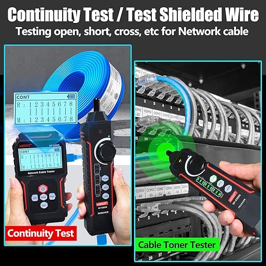 NOYAFA NF-8209S Network Cable Tester for CAT5, CAT6, LAN/Ethernet with PoE and NCV, LCD Anti-Interference scan Mode Wire Tracer Lithium Battery Charge