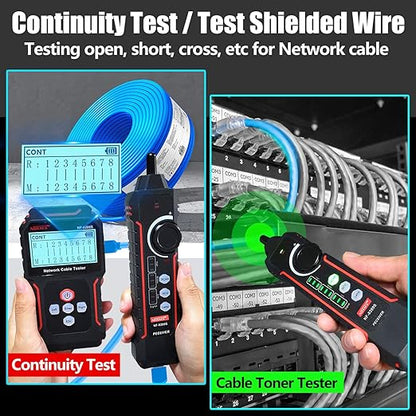 NOYAFA NF-8209S Network Cable Tester for CAT5, CAT6, LAN/Ethernet with PoE and NCV, LCD Anti-Interference scan Mode Wire Tracer Lithium Battery Charge