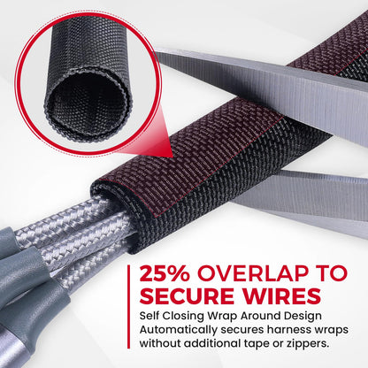 Sonoreboom Automotive Mesh Woven Wire Sheathing Split Wire Loom 1"-16ft