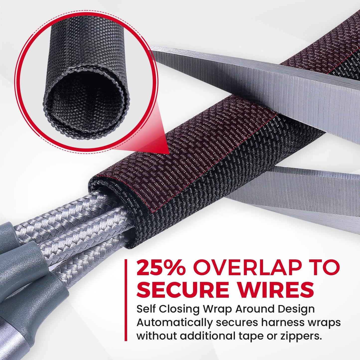 Sonoreboom 1/2"-54ft Automotive Mesh Woven Wire Sheathing Split Wire Loom