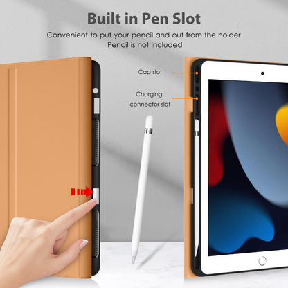 DTTO for iPad 9th/8th/7th Generation 10.2" Case 2021/2020/2019 with Keyboard, 7 Colors Backlit Wireless Detachable Keyboard Premium Leather Folio Cover with Pencil Holder & Pocket, Black Brown