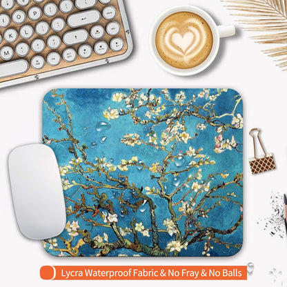 Armanza Square Mouse Pad Apricot Flower, Personalized Premium-Textured Custom Mouse Mat Design, Washable Mousepad Cloth, Non-Slip Rubber Base Computer Mouse Pads for Wireless Mouse