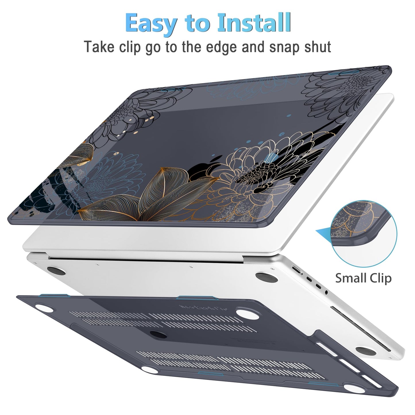 Mektron Case for 2026 M5 MacBook Pro 16 inch A3429 A3428 M4 A3403 A3186 M3 A2991 M2 A2780 M1 A2485 (2021-2025) Pro/Max with Liquid Retina XDR, Hard Shell Plastic Laptop Cover, Line Chrysanthemums