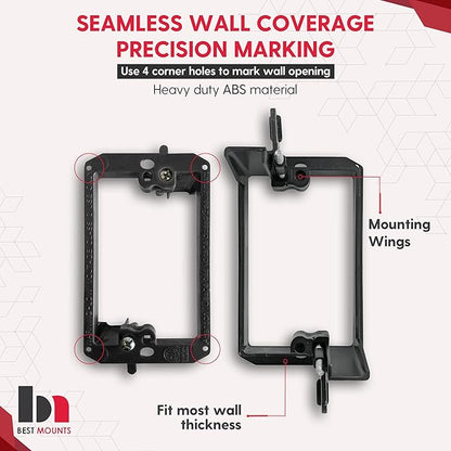2 Pack Wall Plate Cable Pass Through with Bracket - In Wall Cable Management Kit - Recessed Cable Wall Plate Pair with Single Gang Low Voltage Mounting Bracket - Decorator Cover for Low Voltage Cables