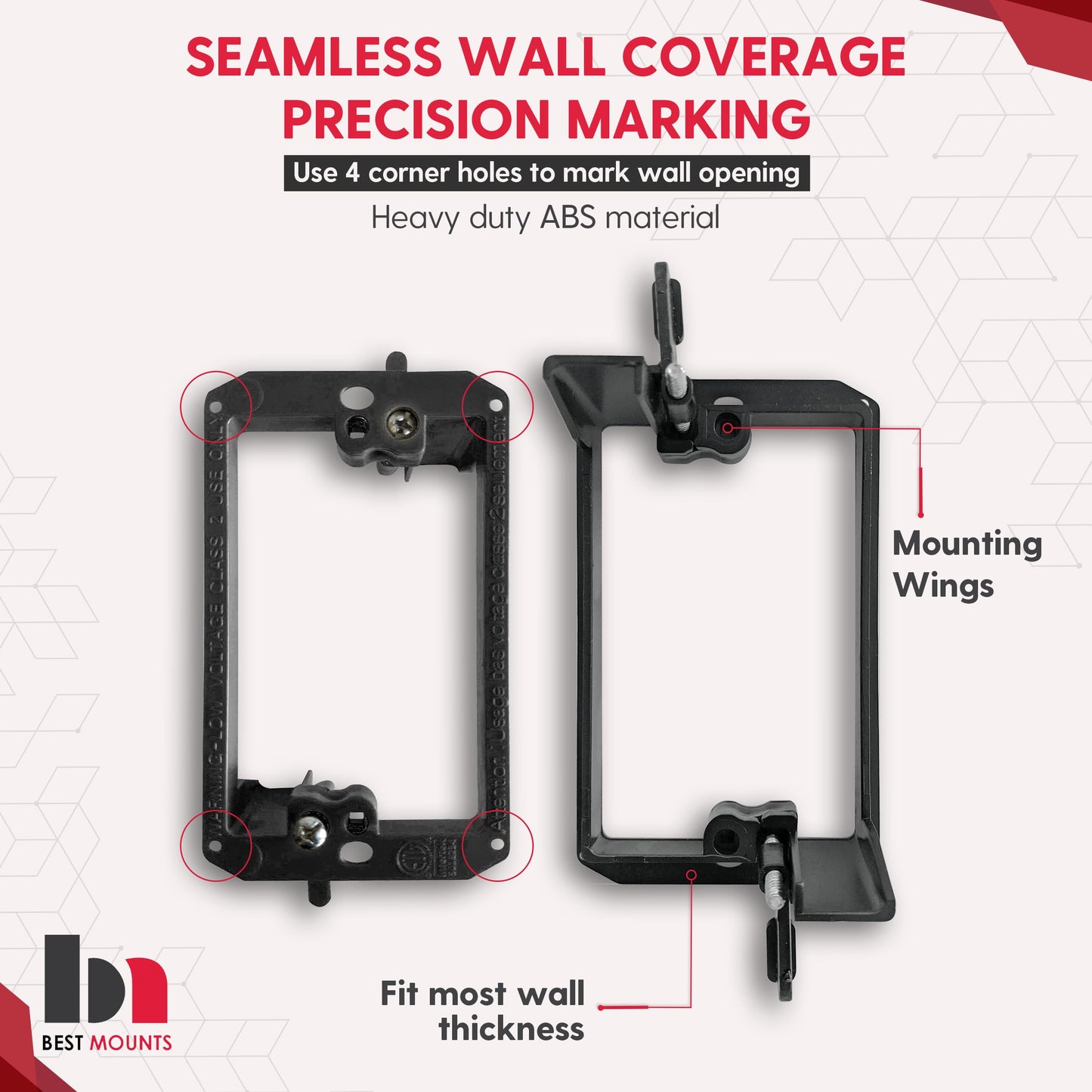 1 Pack Wall Plate Cable Pass Through with Bracket - In Wall Cable Management Kit - Recessed Cable Wall Plate Pair with Single Gang Low Voltage Mounting Bracket - Decorator Cover for Low Voltage Cables