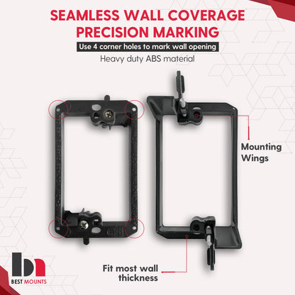 1 Pack Wall Plate Cable Pass Through with Bracket - In Wall Cable Management Kit - Recessed Cable Wall Plate Pair with Single Gang Low Voltage Mounting Bracket - Decorator Cover for Low Voltage Cables