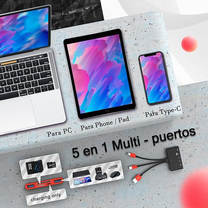 5-in-1 Memory Card Reader, USB OTG Adapter & SD Card Reader for i-Phone/i-Pad, USB C and USB A Devices with Micro SD & SD Card Slots, Supports SD/Micro SD/SDHC/SDXC/MMC(BlackRed)
