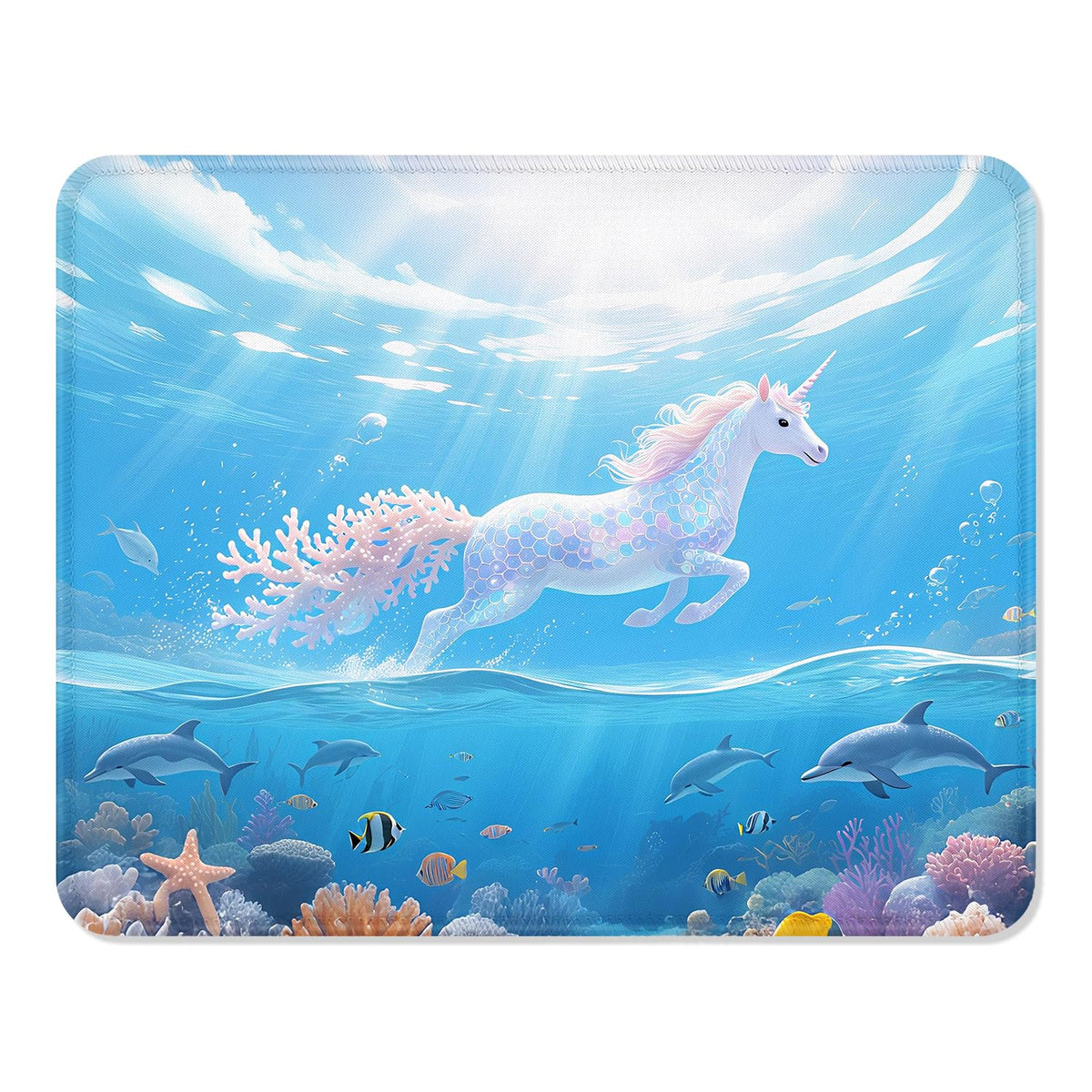 ITNRSIIET Mouse Pad with Stitched Edge Premium Textured Smooth Precise Operation Waterproof Washable Non-Slip Rubber Base Desktop Protection Mat, 10.2×8.3×0.12 inches, Rose Gold Leopard Print
