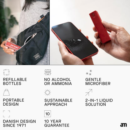 am Mist Screen Cleaner Spray with Microfiber Cloth – Alcohol-Free, Green