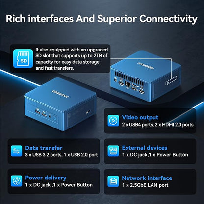 GEEKOM Mini PC IT12(3-Year Quality Support),with 12th Gen Intel i5-12450H Mini Computers,16GB RAM/512GB NVMe PCIe Gen 4 SSD Windows 11 Pro Desktop PC,USB 4.0/2.5G LAN/8K,for Business|Office|Home