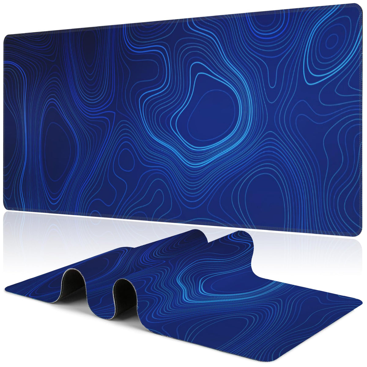 Purple Groovy Flowers Desk Mat,Large Vintage Floral Gaming Keyboard Mouse Pad,Non-Slip Rubber Base Desk Pad Thick Stitched Edges Waterproof Mousepad Mouse Mat 31.5"x11.8"