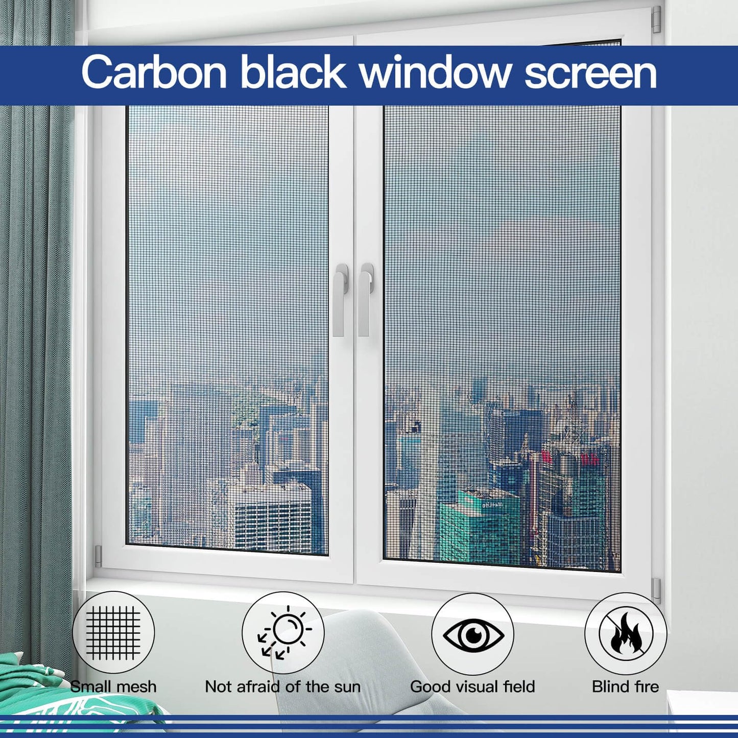 Window Screen Door Repair Kit Include Window Screens Mesh 48"x118" with All Tools in Window Screen Replacement(2pcs Screen Rollers, Screen splines, Hook, Utility Knife and Ruler), Yolovit
